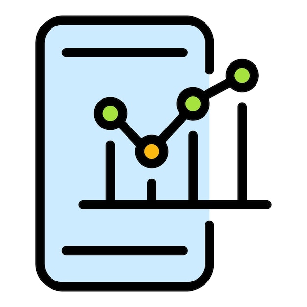 Result money graph on phone icon Outline Result money graph on phone vector icon for web design isolated on white background color flat