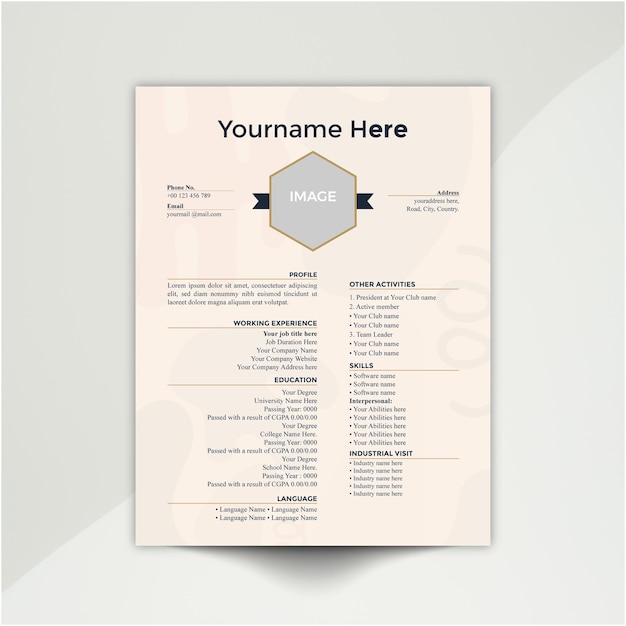 Resume or Cv Design template Clean and modern with minimal design