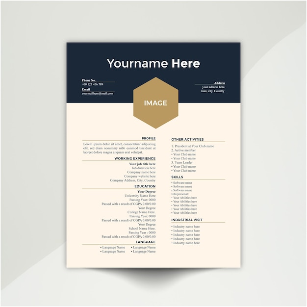 Resume or Cv Design template Clean and modern with minimal design