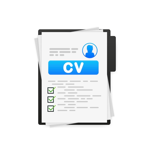 Resume CV flat icon Business management Document icon Vector illustration