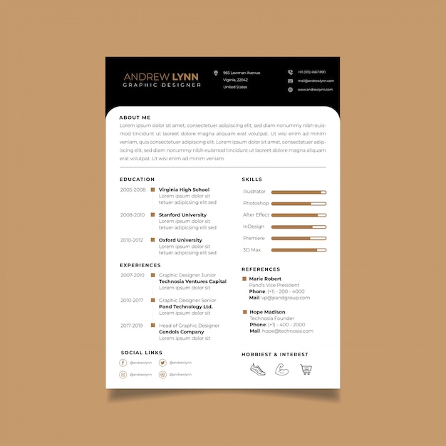 Resume design template minimalist cv