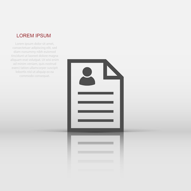 Resume icon in flat style Contract document vector illustration on white background Resume business concept