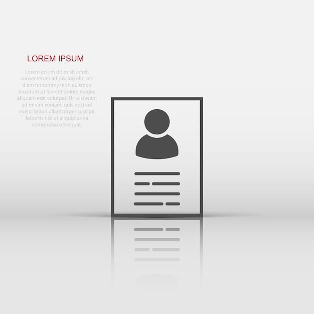 Resume icon in flat style Contract document vector illustration on white background Resume business concept