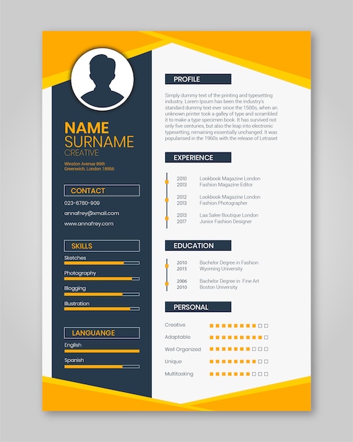 Resume Template Orange 