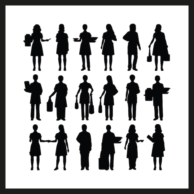 Retail staff black Silhouette vector