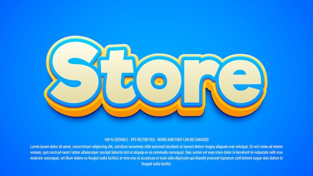 Retail store 3d editable text effect