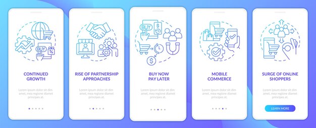 Retail strategy trends blue gradient onboarding mobile app screen