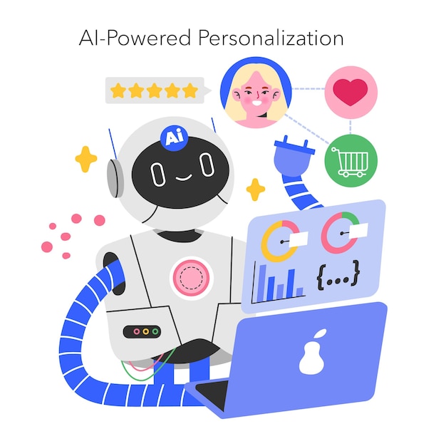 Retail tech concept ai chatbot analyzing data to offer personalized customer experience digital