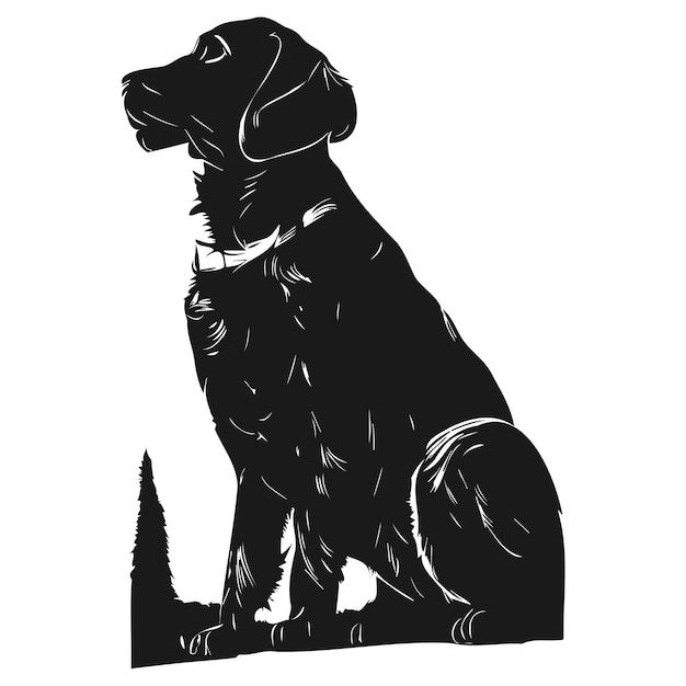 Retriever logo hand drawn vector black and white