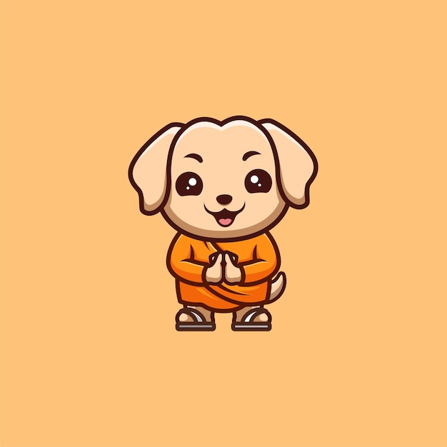 Retriever Monk Cute Creative Kawaii Cartoon Mascot Logo