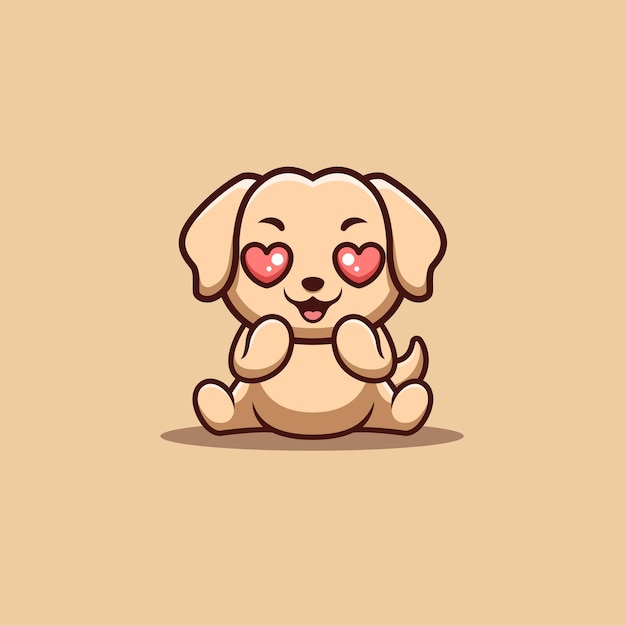 Retriever Sitting Shocked Cute Creative Kawaii Cartoon Mascot Logo