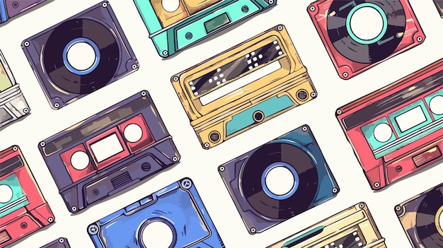 Vector retro 1980s mixtape cassette tape in vintage style