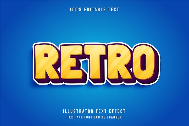 Retro,3d editable text effect yellow gradation orange purple style effect