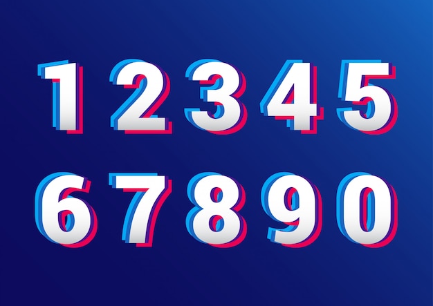 Retro 3D Effect Numbers Set