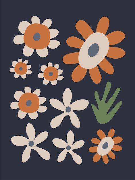 Retro 60s poster with groovy flowers