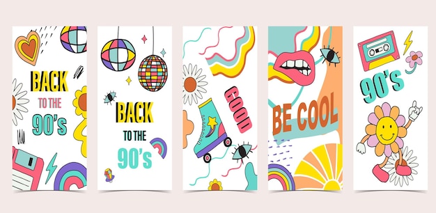 Retro 90s and 80s background design in pop music party 1990