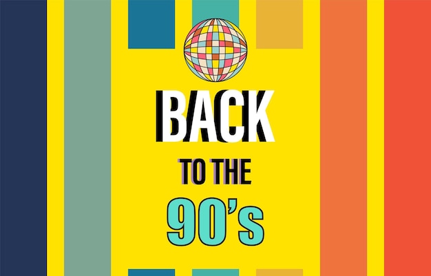 Retro 90s and 80s background design in pop music party 1990