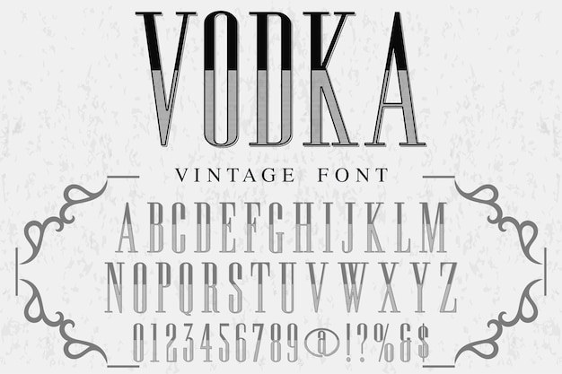 retro alphabet alphabet font design vodka