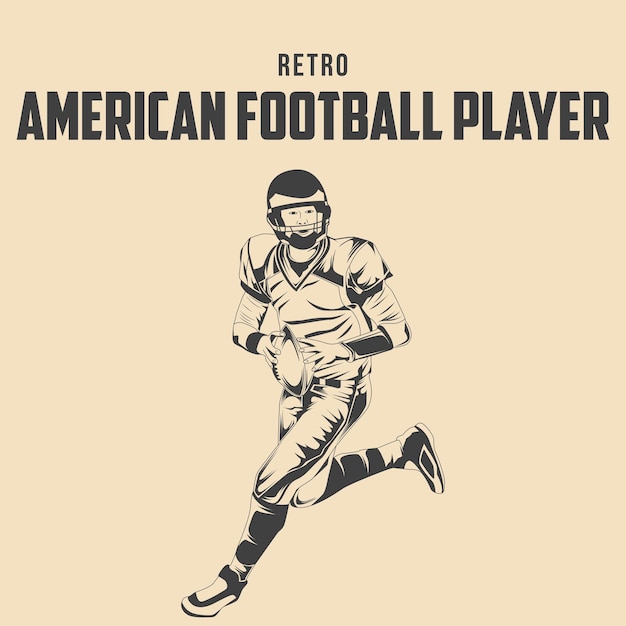 Retro American Football Player Vector Stock Illustration