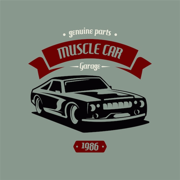 Retro american muscle car logo design template