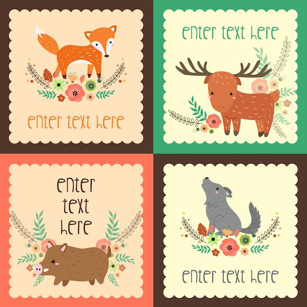 Vector retro animals card