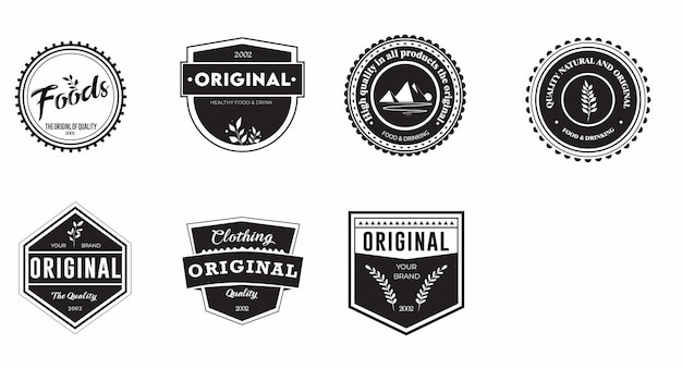 Vector retro art logotypes or badges shape vector logo template market foods