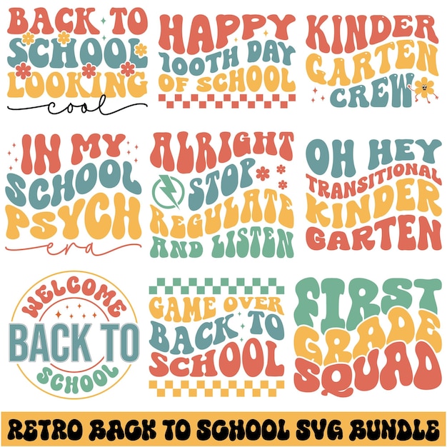 Vector retro back to school svg design file