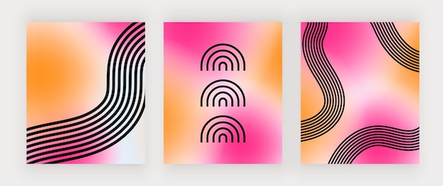 Retro backgrounds with rainbow lines and blur shapes