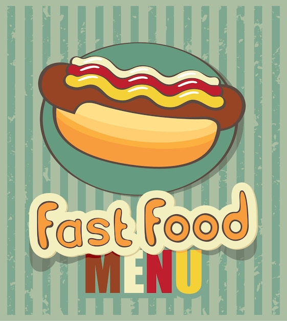 retro banner with hot dog