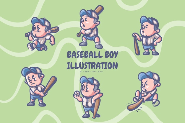 Retro baseball boy illustration