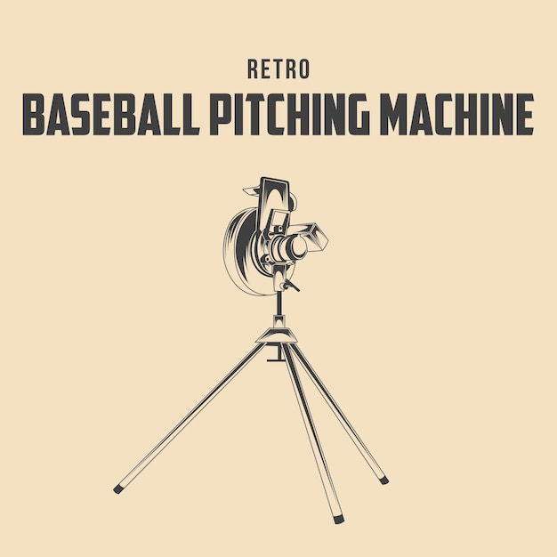 Retro Baseball Pitching Machine Vector Stock Illustration