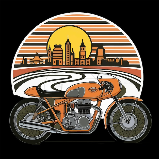 Retro bike illustration classic motorcycleAi genareted