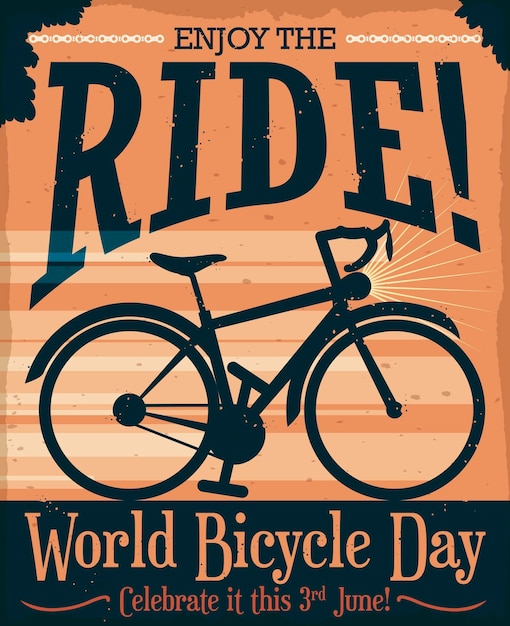 Retro bike promoting enjoy the ride during World Bicycle Day