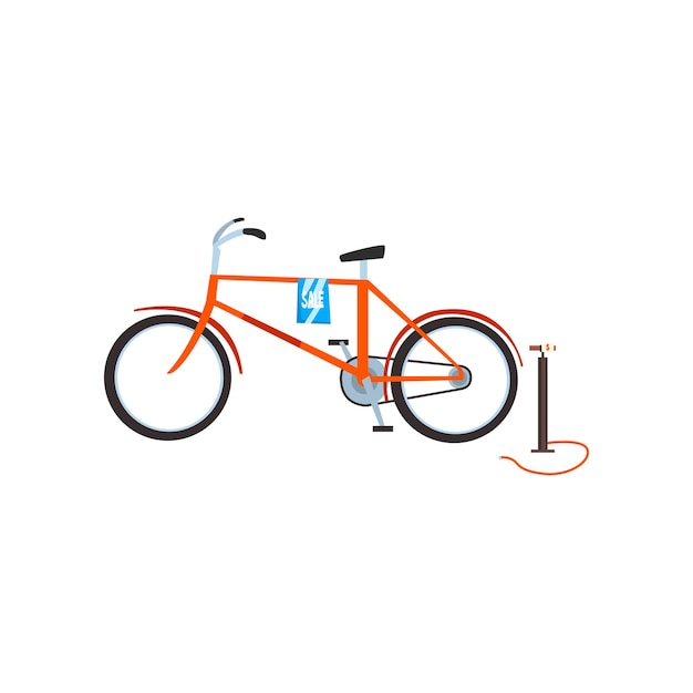 Retro bike and pump old unnecessary things garage sale vector illustration on a white background