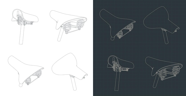 Retro bike saddle drawings