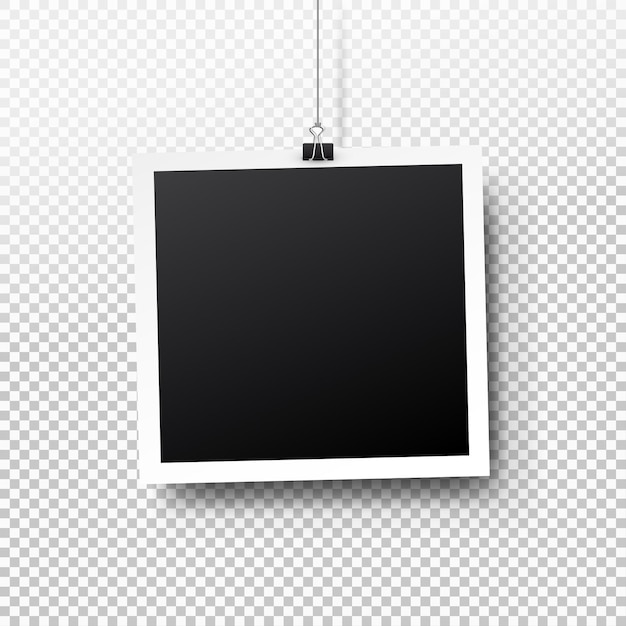 Retro Blank photo frame hanging on a clip