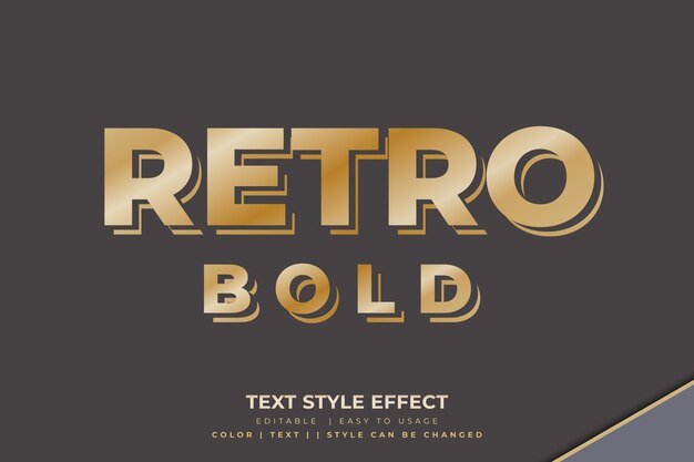 Retro Bold Text Style Effect with Golden Gradient