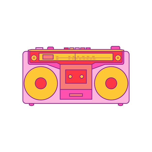 retro boombox music audio cassette vector illustration isolated on white background