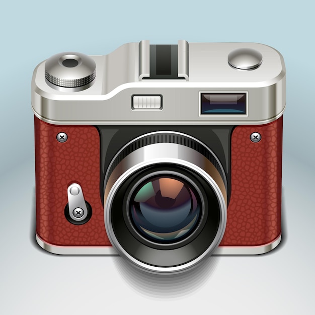 retro brown camera vector icon