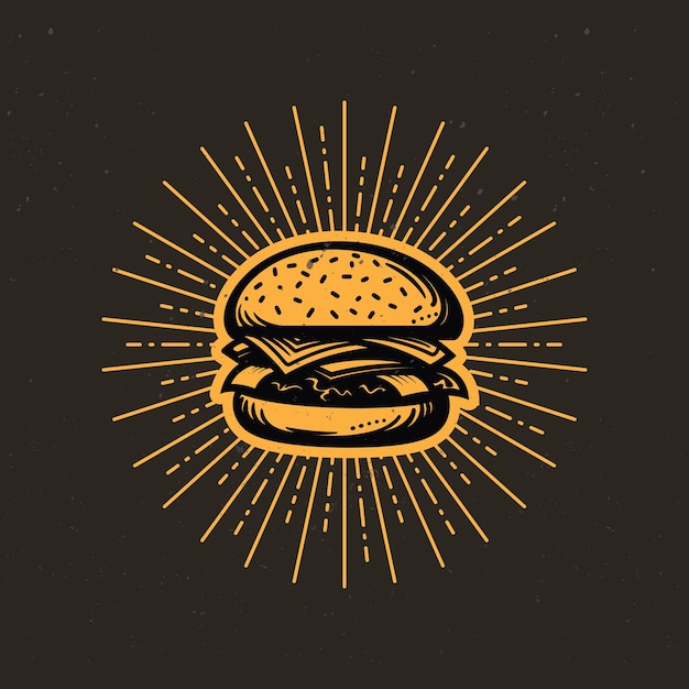 Retro Burger Vector Emblem