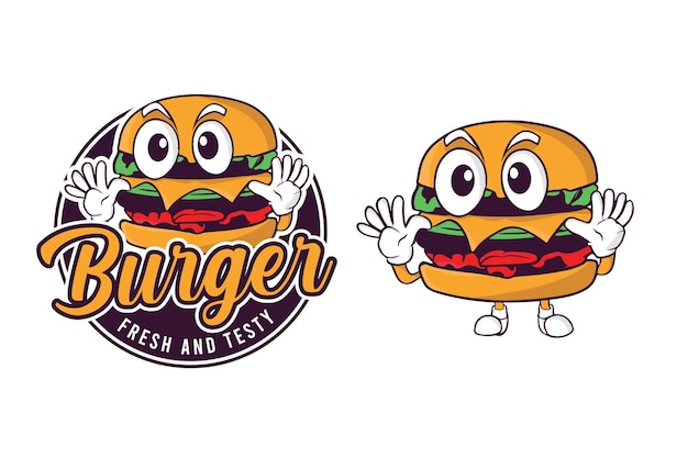 Retro Burger vintage logo Badge design