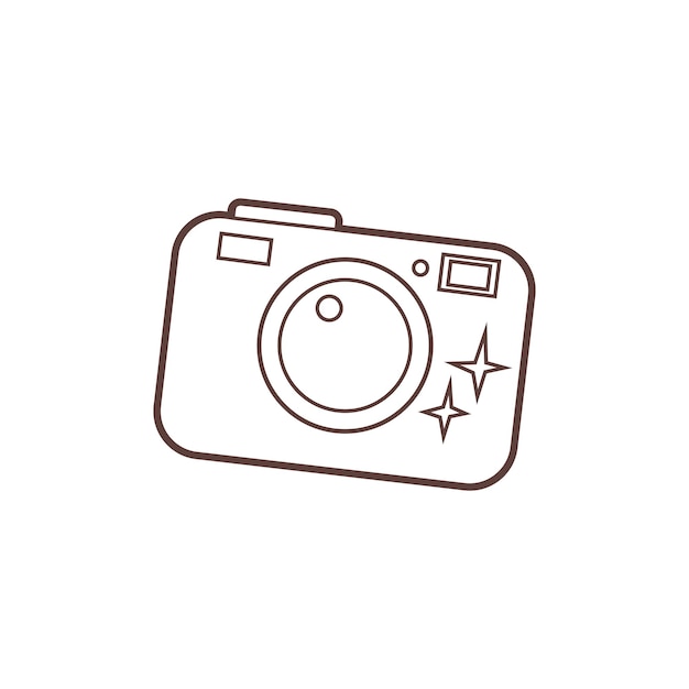 Retro camera. Vector linear illustration.