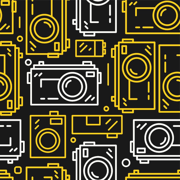 Retro cameras seamless pattern