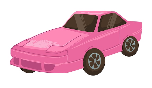 Retro car from s modern transport pink auto