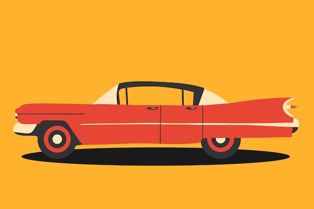 Vector retro car red retro cabriolet vector illustration vintage car flat style