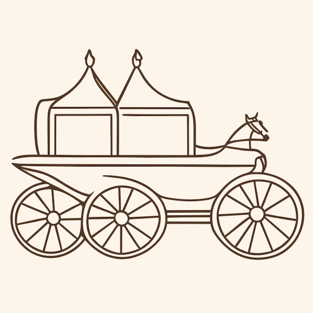 retro carriage vector illustration line art