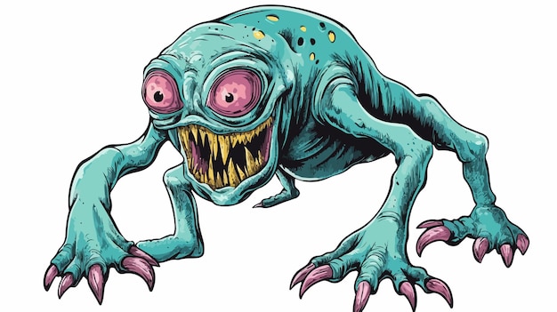 Vector retro cartoon alien monster vector illustration