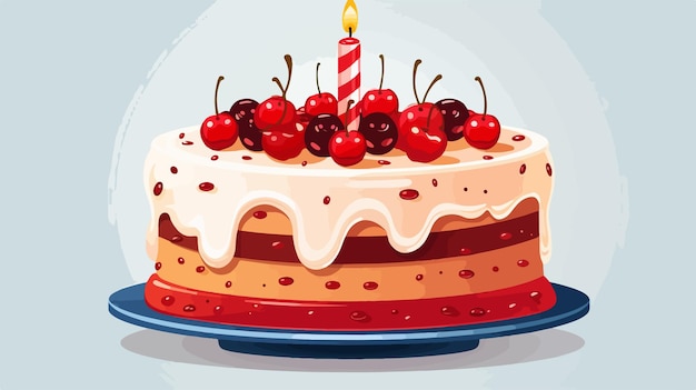 Retro Cartoon Birthday Cake Vector Illustration