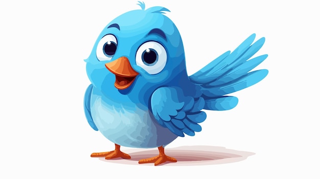 Retro Cartoon Blue Bird Vector Illustration