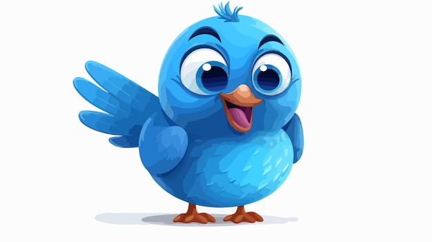 Retro Cartoon Blue Bird Vector Illustration